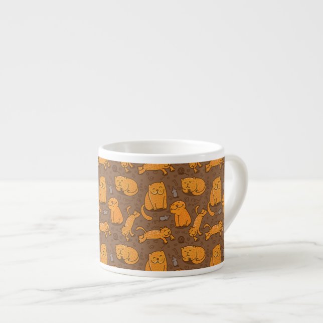 Pattern With Cats Espresso Cup (Front Right)