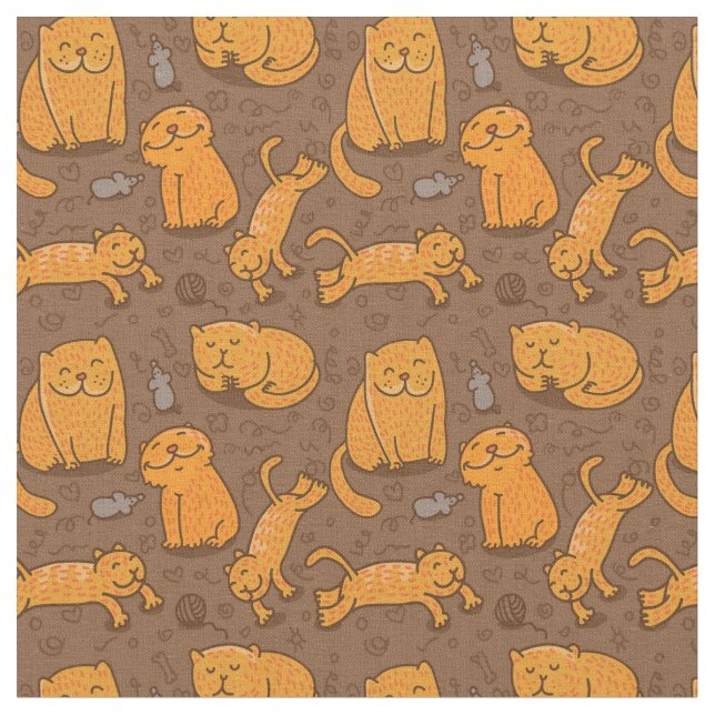 Pattern With Cats Fabric (Close Up)