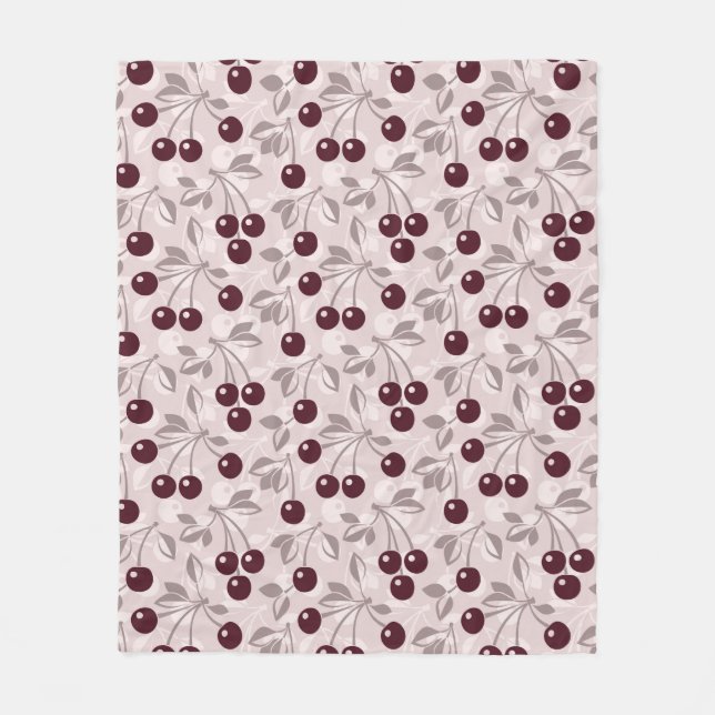 Pattern with Cherries 2 Fleece Blanket (Front)
