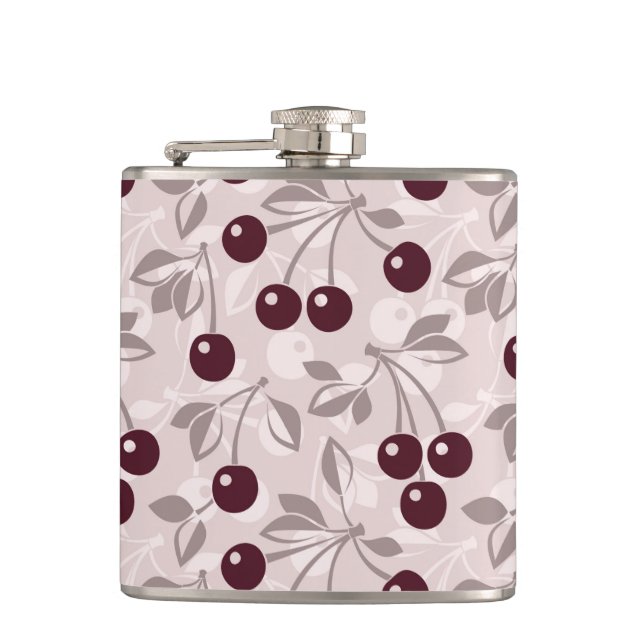 Pattern with Cherries 2 Hip Flask (Front)