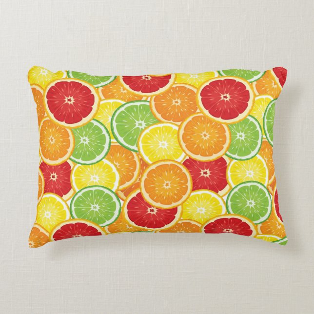 Pattern with citrus fruits decorative cushion (Front)