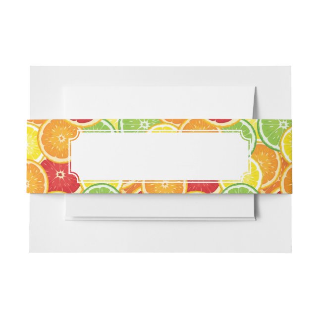 Pattern with citrus fruits invitation belly band (Front Example)