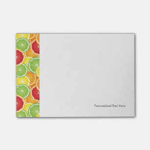 Pattern with citrus fruits post-it notes