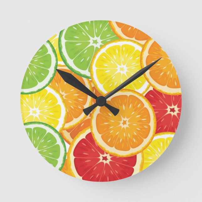 Pattern with citrus fruits round clock (Front)