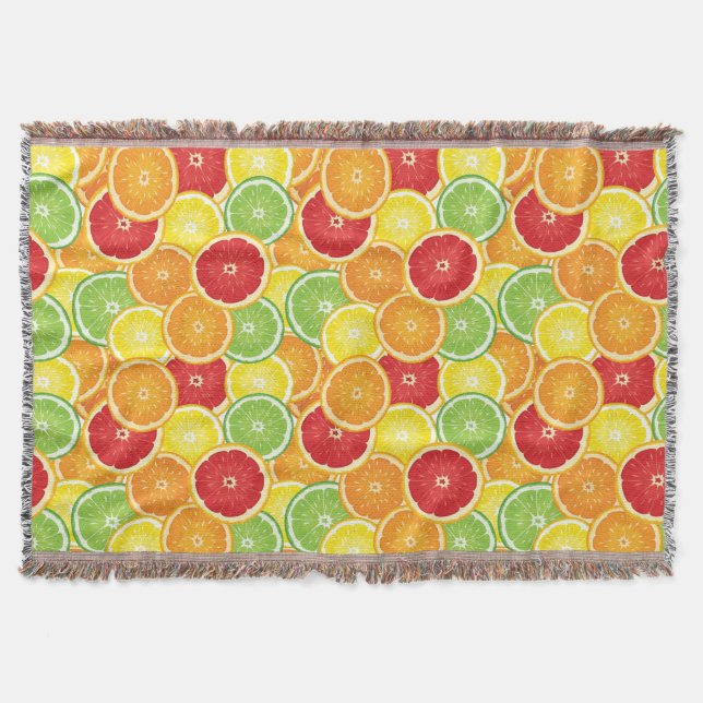 Pattern with citrus fruits throw blanket (Front)