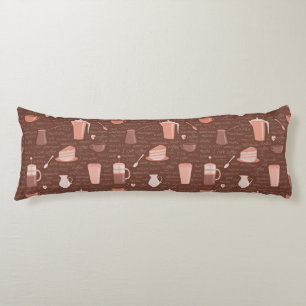 Pattern with coffee related elements body cushion