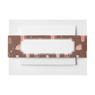 Pattern with coffee related elements invitation belly band