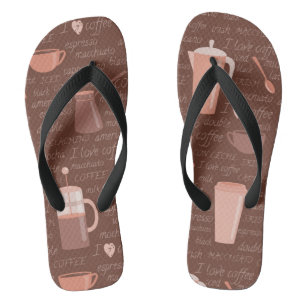Pattern with coffee related elements jandals