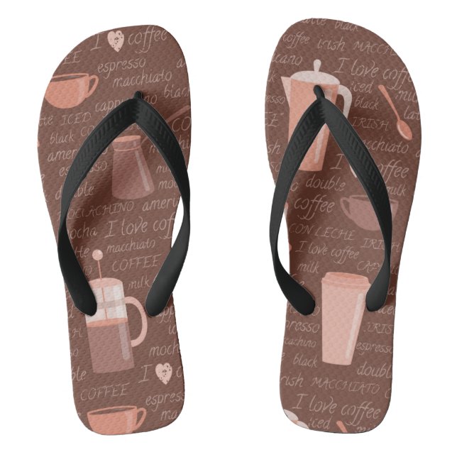 Pattern with coffee related elements jandals (Footbed)