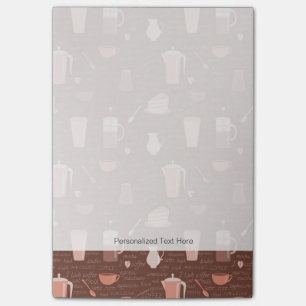 Pattern with coffee related elements post-it notes