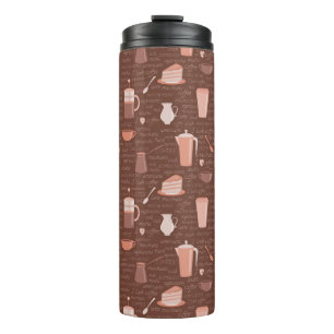 Pattern with coffee related elements thermal tumbler