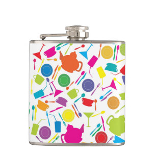 Pattern With Coloured Kitchen Stuff Hip Flask