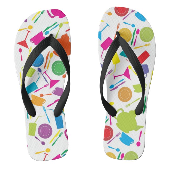 Pattern With Coloured Kitchen Stuff Jandals (Footbed)