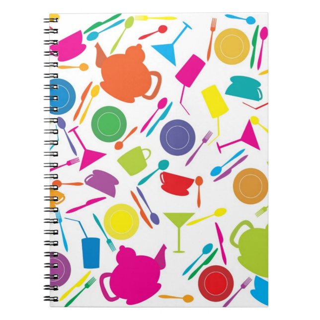 Pattern With Coloured Kitchen Stuff Spiral Notebook (Front)