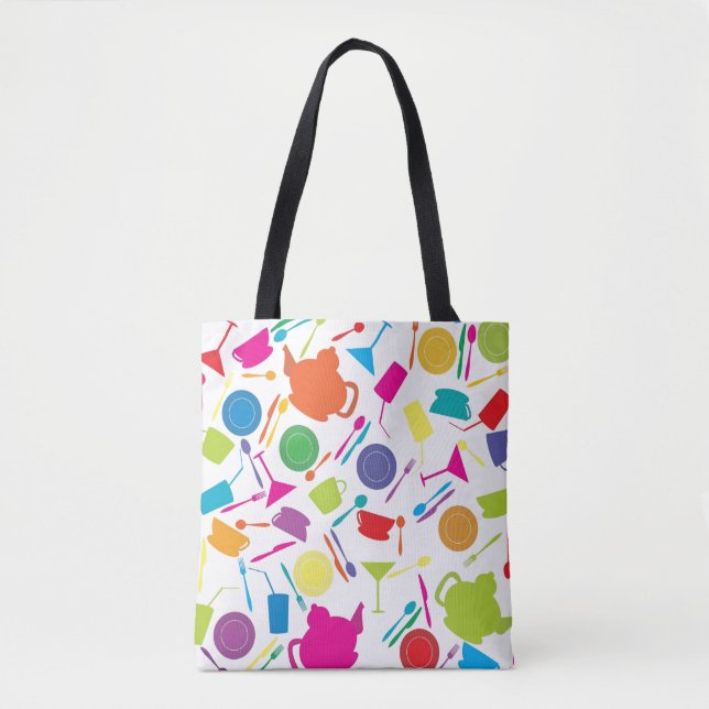 Pattern With Coloured Kitchen Stuff Tote Bag (Front)