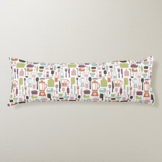 Pattern with colourful cooking icons body cushion (Front)