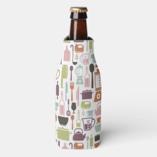 Pattern with colourful cooking icons bottle cooler