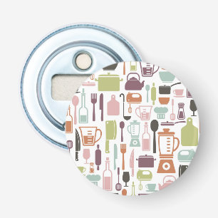 Pattern with colourful cooking icons bottle opener