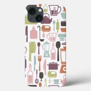 Pattern with colourful cooking icons iPhone 13 case