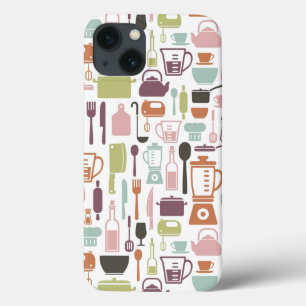 Pattern with colourful cooking icons iPhone 13 case