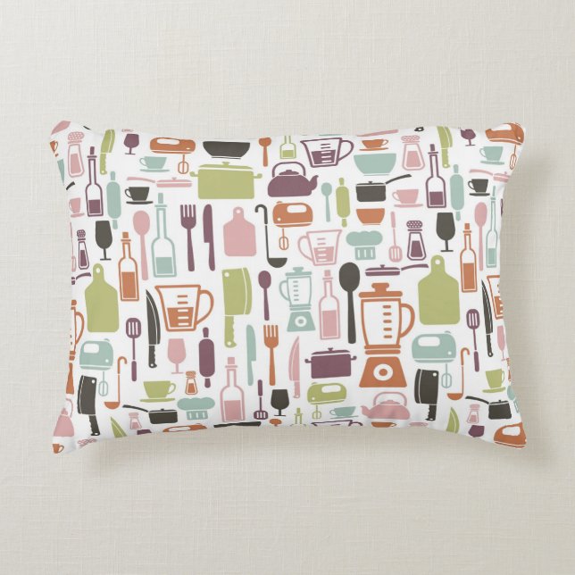 Pattern with colourful cooking icons decorative cushion (Front)