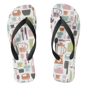Pattern with colourful cooking icons jandals