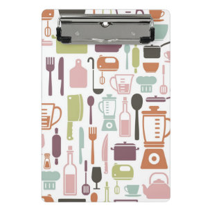 Pattern with colourful cooking icons mini clipboard