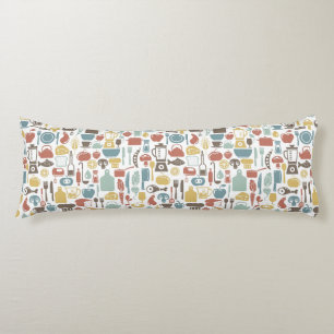 Pattern with cooking icons body cushion