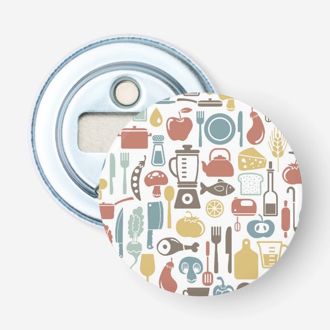 Pattern with cooking icons bottle opener (Front)