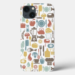 Pattern with cooking icons iPhone 13 case