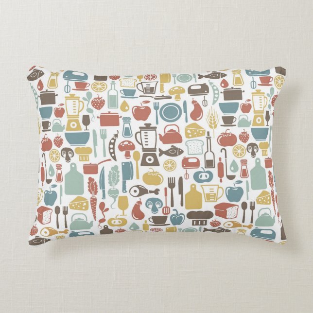 Pattern with cooking icons decorative cushion (Front)