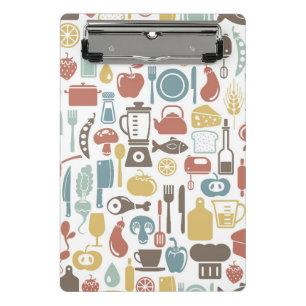 Pattern with cooking icons mini clipboard