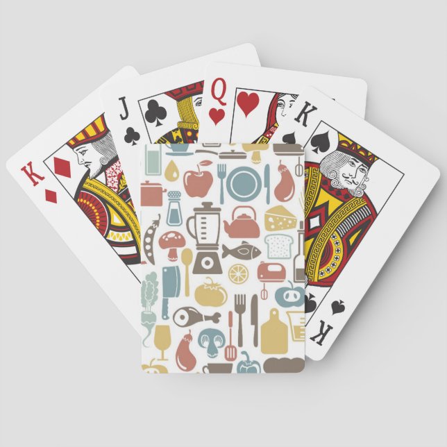 Pattern with cooking icons playing cards (Back)
