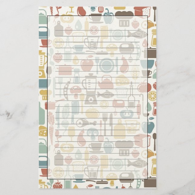 Pattern with cooking icons stationery (Front)