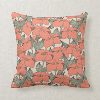 Pattern with coral lily cushion