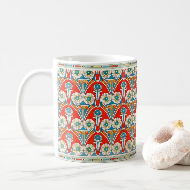 Pattern with cow heads - Ancient Egypt Art Coffee  Mug (With Donut)