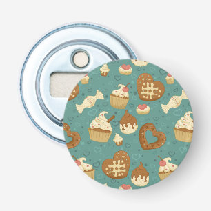 Pattern with cupcakes and candies bottle opener
