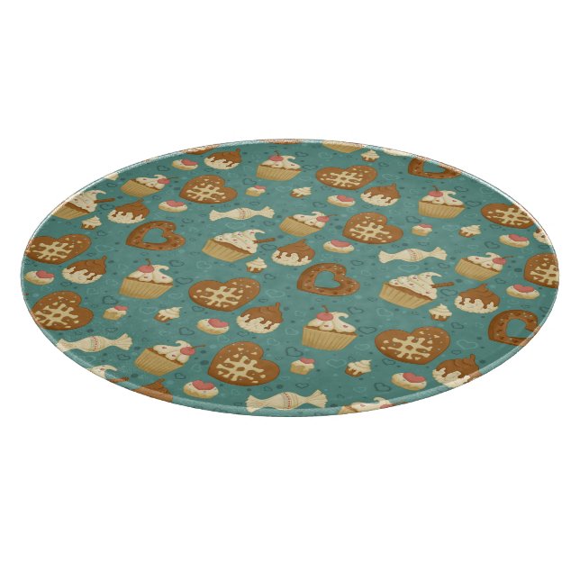 Pattern with cupcakes and candies cutting board (Corner)
