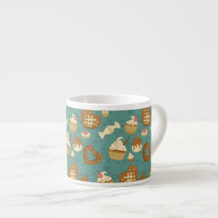 Pattern with cupcakes and candies espresso cup