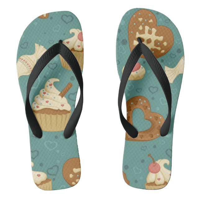 Pattern with cupcakes and candies jandals (Footbed)