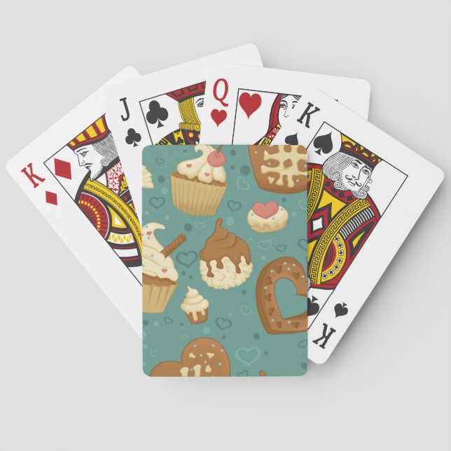 Pattern with cupcakes and candies playing cards (Back)