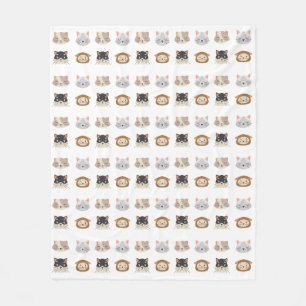 Pattern with Cute Cat Heads Fleece Blanket