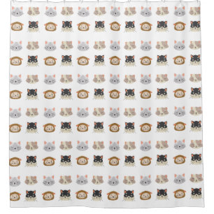 Pattern with Cute Cat Heads Shower Curtain