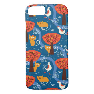 pattern with cute cats and birds Case-Mate iPhone case