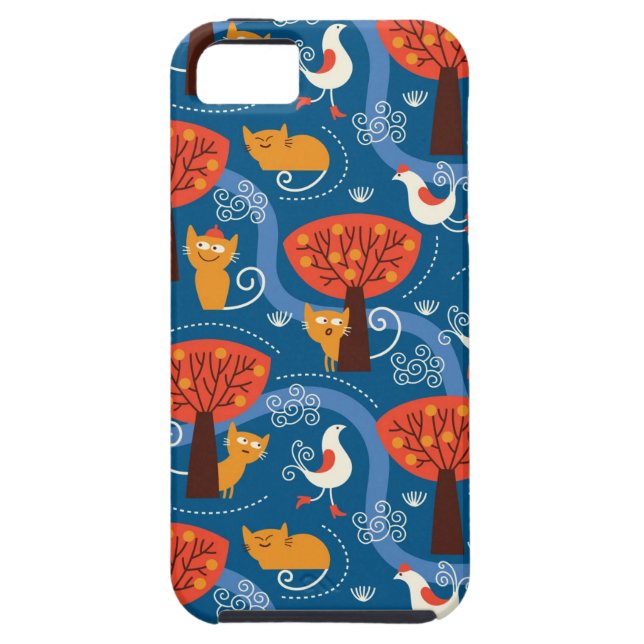 pattern with cute cats and birds Case-Mate iPhone case (Back)