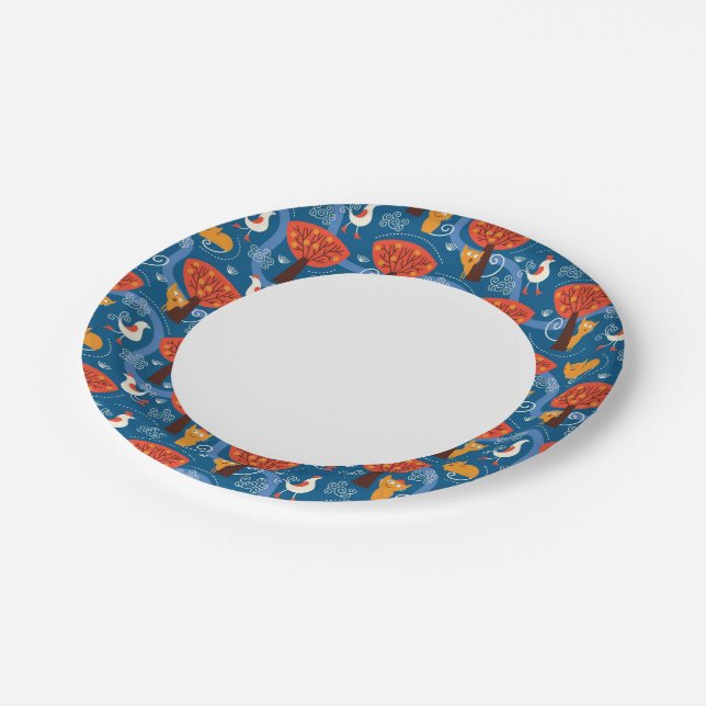 pattern with cute cats and birds paper plate (Angled)