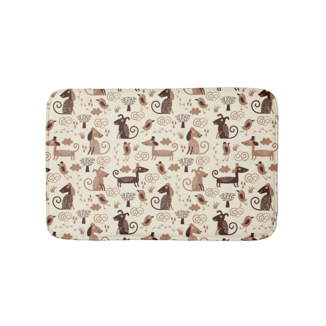 pattern with cute dogs bath mat (Front)