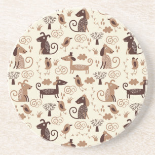 pattern with cute dogs coaster