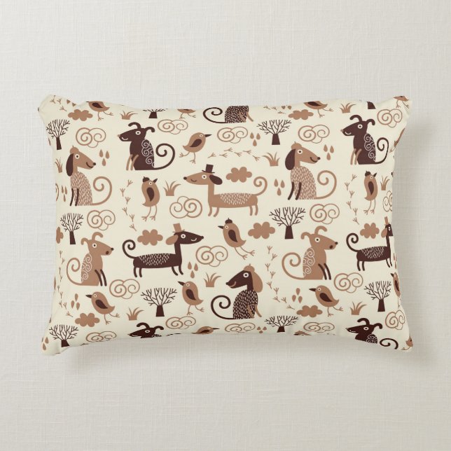 pattern with cute dogs decorative cushion (Front)