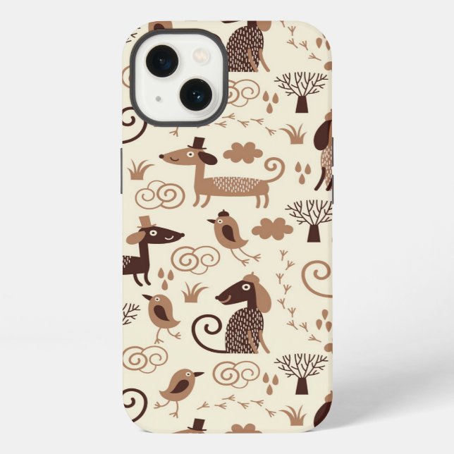 pattern with cute dogs iPhone case (Back)